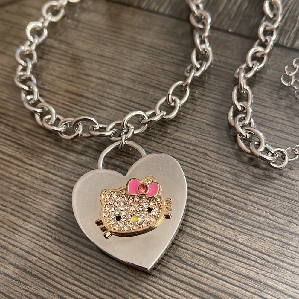 Rhinestone Hello Kitty Adjustable Chain Necklace - image 2